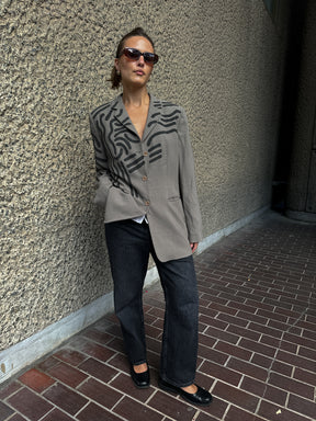 Upcycled Vintage Painted Grey Jacket - Size 10