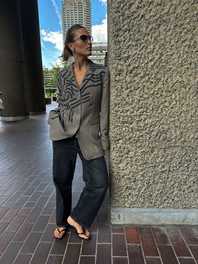 Upcycled Vintage Painted Grey Jacket - Size 10