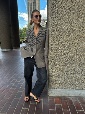 Upcycled Vintage Painted Grey Jacket - Size 10