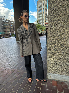 Upcycled Vintage Painted Grey Jacket - Size 10