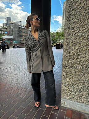 Upcycled Vintage Painted Grey Jacket - Size 10