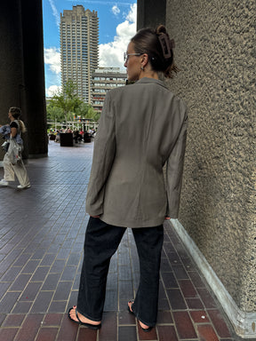 Upcycled Vintage Painted Grey Jacket - Size 10