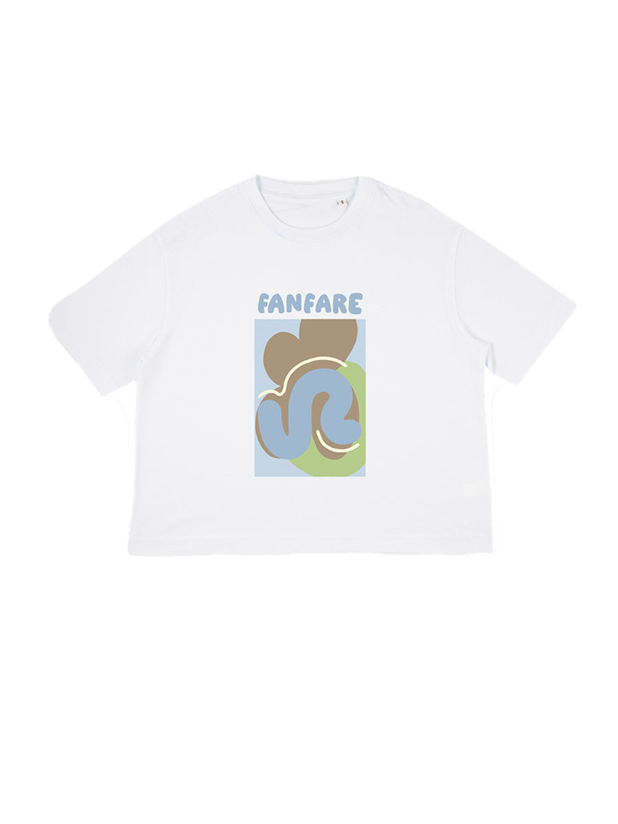 Women's White Organic Cotton Print T-Shirt | Sustainable | Fanfare