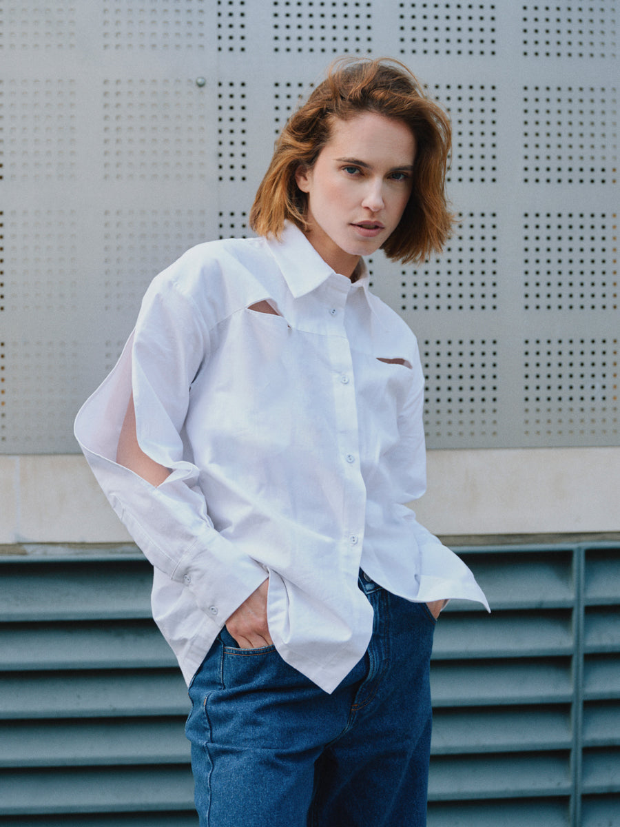 Women's Plain White Button Up Shirt | Seeing Eye | Fanfare