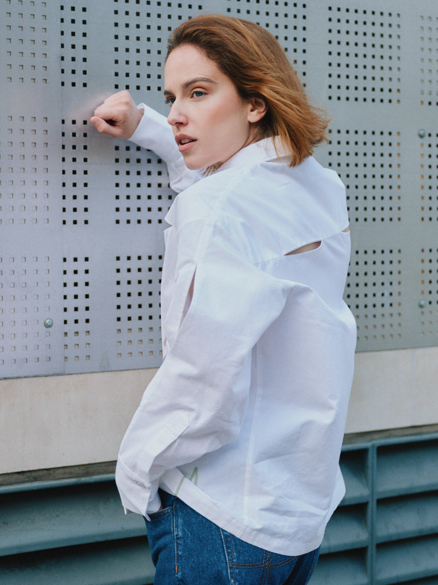 Women's Plain White Button Up Shirt | Seeing Eye | Fanfare