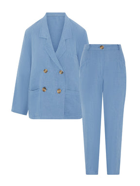 Women's Linen Suit in Blue | Sustainable | Fanfare