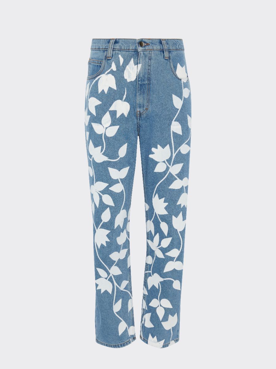 High Waisted Organic & Recycled White Petal Blue Jeans