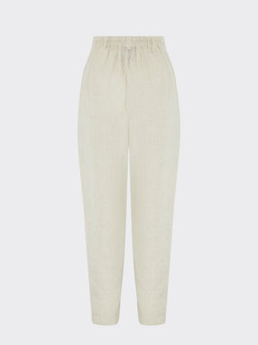 Women's Linen Suit Trousers in Beige with Trim | Sustainable | Fanfare