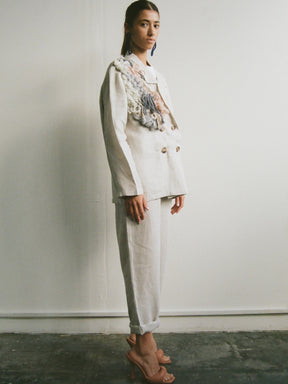 Women's Linen Suit in Beige with Trim | Sustainable | Fanfare