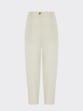 Women's Linen Suit Trousers in Beige with Trim | Sustainable | Fanfare
