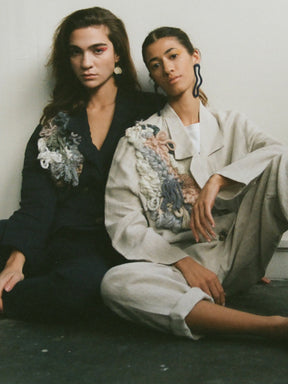Women's Linen Suit in Navy with Trim | Sustainable | Fanfare