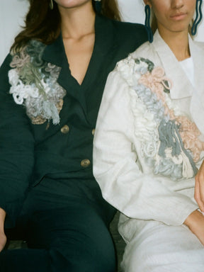 Women's Linen Suit in Navy with Trim | Sustainable | Fanfare
