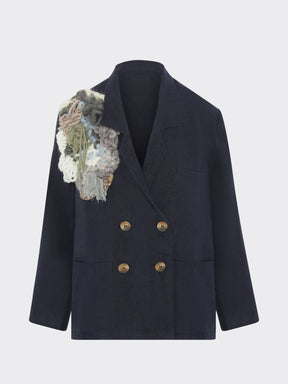 Women's Linen Suit in Navy with Trim | Sustainable | Fanfare