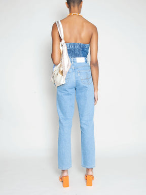Women's High Waist Blue Jeans | Floral Embroidery | Sustainable | Fanfare