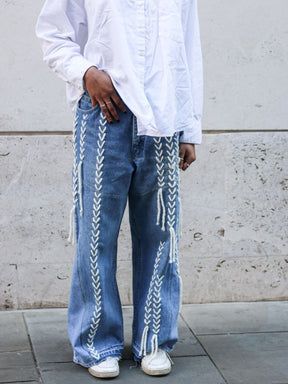 Women's High-Waist Blue Jeans with White Thread | Sustainable | Fanfare