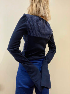 Organic Cotton Bodice Long Sleeved Jumper Navy, Fanfare Label Sustainable Womens Clothing