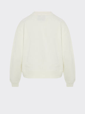 Women's White Oversized Jumper with Patterned Trim | Organic Cotton | Fanfare