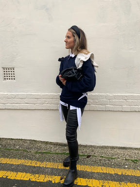 Women's Navy Cotton Jumper | Organic & Recycled | Fanfare