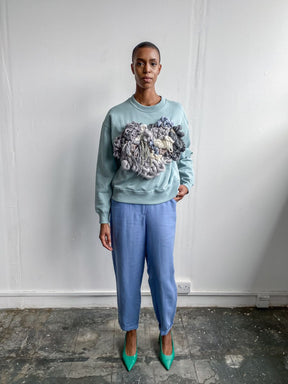 Women's Green Jumper with Cotton Wool Front | Organic | Fanfare