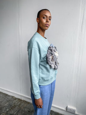 Women's Green Jumper with Cotton Wool Front | Organic | Fanfare