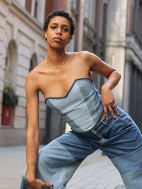 Women's Bodice Denim Corset | Sustainable & Upcycled | Fanfare